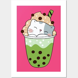 cute cat sleeping on ice cream Posters and Art